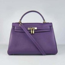 Sac à main Hermes Kelly 32cm Togo en cuir 6108 violet doré