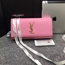 Pochette YSL Saint Laurent 27cm Cuir Lisse Rose