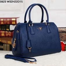 Sac cabas Prada Saffiano en cuir 0823 bleu marine