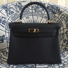 Hermes Kelly 28cm Sac Togo Cuir Noir Or