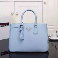 Sac Prada Galleria 2274 Cuir Saffiano 33cm Bleu Clair
