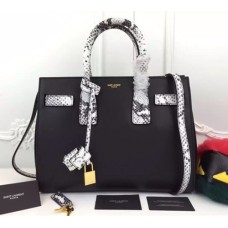 Saint Laurent Sac De Jour Cabas Noir Blanc Serpent 32cm