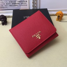 Prada 1M0176 Portefeuilles en Cuir Saffiano en Rouge