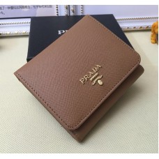 Prada 1M0176 Portefeuilles en Cuir Saffiano en Marron
