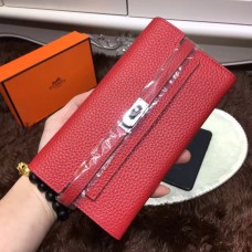 Hermes Kelly Portefeuille Togo Cuir Rouge