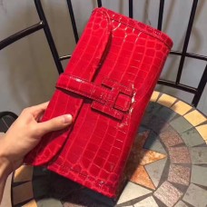 Pochette Hermes Jige 29cm Croco Rouge
