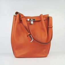 Hermes So Kelly 28cm Togo Sac à Bandoulière En Cuir Orange Argent