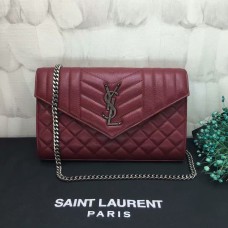 YSL Chain Crossbody Purse 22.5cm bordeaux