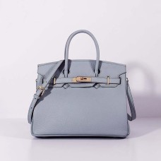 Hermes Sac Birkin 30cm Togo Cuir avec Bandoulière Bleu Lin Or