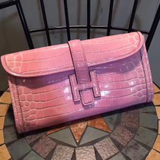 Pochette Hermes Jige 29cm Croco Rose