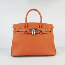Hermes Birkin 30cm Togo en cuir Sacs à main orange argent