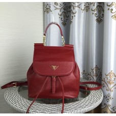 Sac à dos en cuir Prada 1129 rouge foncé