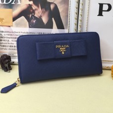 Portefeuille Prada Zip Around L0506 Bleu