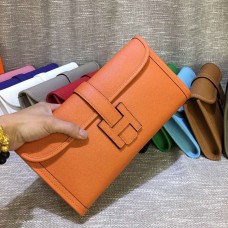 Pochette Hermes Epsom en cuir Jige 29cm Orange