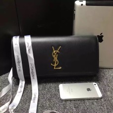 Pochette YSL Saint Laurent 27cm Cuir Lisse Noir