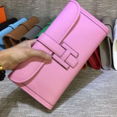 Pochette Hermes Epsom en cuir Jige 29cm Rose