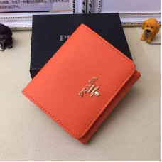 Prada 1M0176 Portefeuilles en Cuir Saffiano en Orange