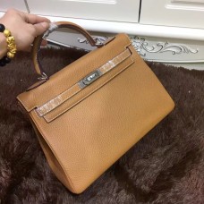 Hermes Kelly 32cm Togo cuir 6108 café clair argent