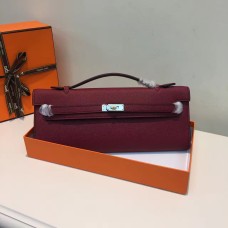 Pochette Hermes Kelly Cut 31cm en cuir Epsom Bordeaux