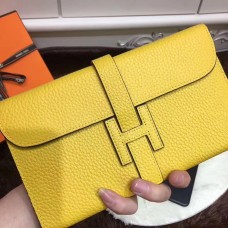 Hermes Jige Portefeuille Togo Cuir Jaune