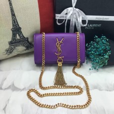 YSL Small Tassel Sac En Cuir Chaîne 17cm Violet