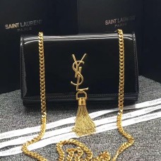 YSL Sac Chaîne Tassel 22cm Cuir Verni Noir