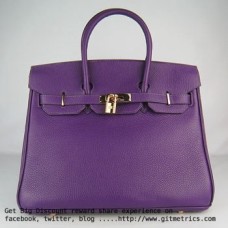 Hermes Birkin 35cm Togo en cuir Sacs à main violet doré