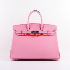 Hermes Birkin 35cm Togo en cuir Sacs à main Cherry Pink Silver