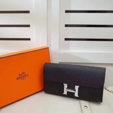 Hermes Constance Portefeuille Togo Cuir Noir