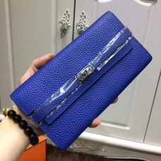 Hermes Kelly Wallet Togo Cuir Bleu Électrique