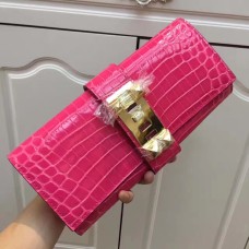 Pochette Hermes Medor 29cm Croco Rose