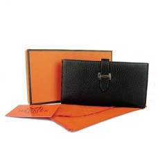 Portefeuille Hermes en cuir de veau H005 noir