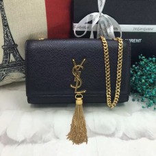 YSL Sac Chaîne Tassel 22cm Cuir Caviar Noir Or
