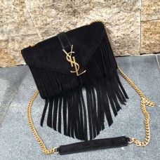 Sac YSL Cuir Suédé Pompon 22cm Noir