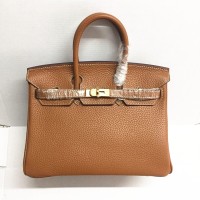 Hermes Birkin 25cm Sac à main 6068 café clair doré