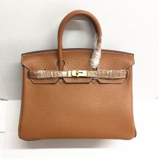 Hermes Birkin 25cm Sac à main 6068 café clair doré