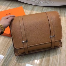 Hermes Steve Hommes Crossbody Sac En Cuir Marron