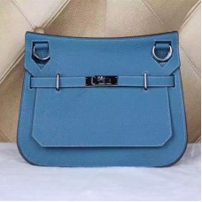 Hermes Jypsiere 28cm Sac Bandoulière Bleu Argent