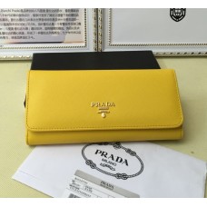 Prada 1M1132 Portefeuille Cuir Saffiano Jaune