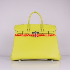 Hermes Birkin 30cm Togo Sacs à main en cuir jaune citron argent