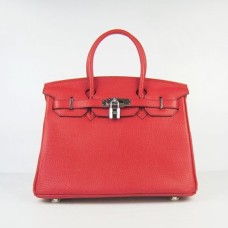 Hermes Birkin 30cm Togo en cuir Sacs à main rouge argent