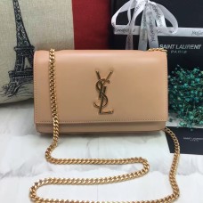 YSL Sac Chaîne Cuir Lisse 22cm Abricot