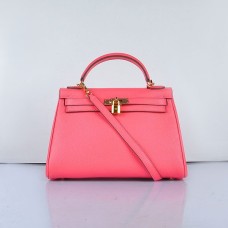 Hermes Kelly 32cm Togo Sac à main en cuir 6108 Lip Rose Doré