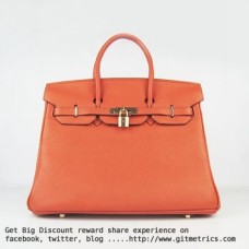 Hermes Birkin 35cm Togo en cuir Sacs à main orange doré