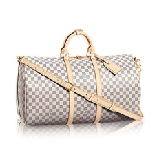 Louis Vuitton N41429 Keepall Bandouliere 55 Duffel Bag Damier Azur Toile