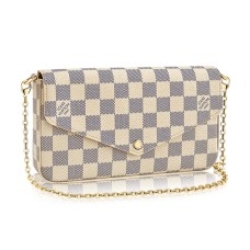 Louis Vuitton N63106 Pochette Felicie Chain Wallet Damier Azur Toile